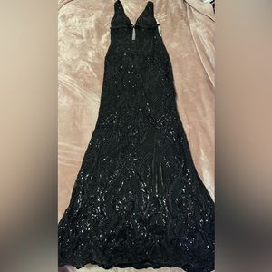 Black sequence formal gown